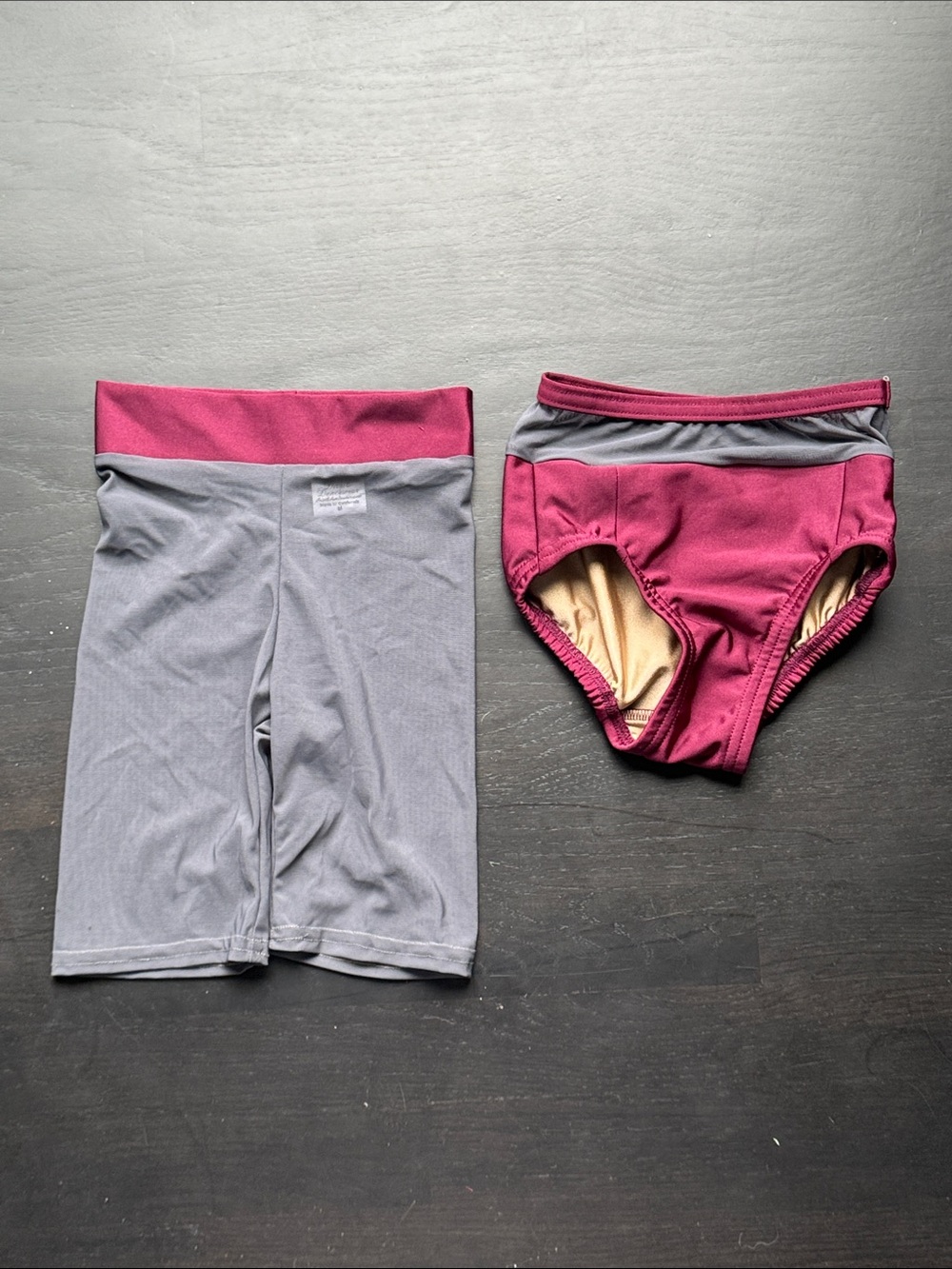Kids' Two-Tone Mesh Shorts and Bikini Brief Set - Maroon and Gray